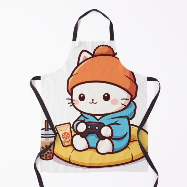 Item preview, Chill Gamer Cat with Boba and Snacks Cute Sticker designed and sold by Xenovita.