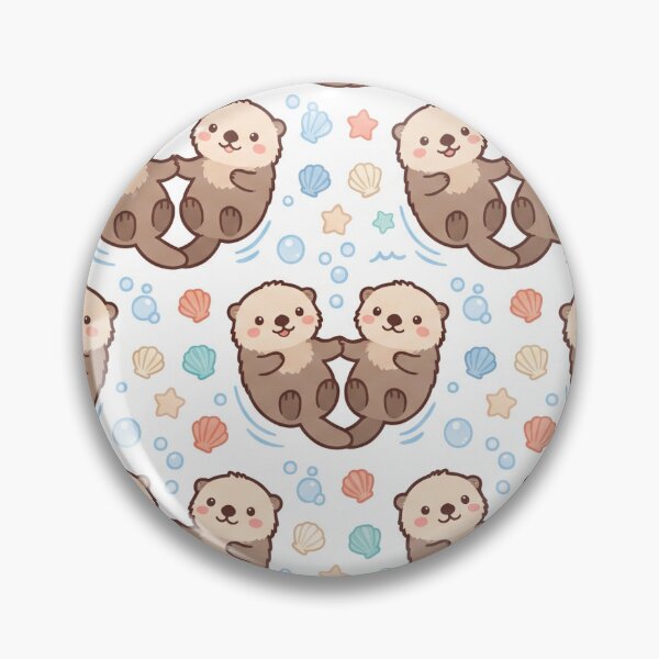 Item preview, Cute Chibi Sea Otters Holding Hands Pattern designed and sold by MuffinMeng ⭐⭐⭐⭐⭐.