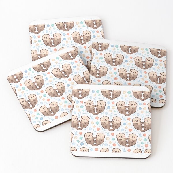 Item preview, Cute Chibi Sea Otters Holding Hands Pattern designed and sold by MuffinMeng ⭐⭐⭐⭐⭐.