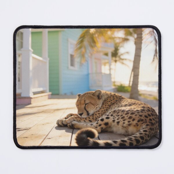 Item preview, Sleeping Cheetah Wall Art Coastal Wildlife Photography Tropical Beach House Print Pastel Cottage Poster Safari Animal Home Decor designed and sold by Kzara Visual.
