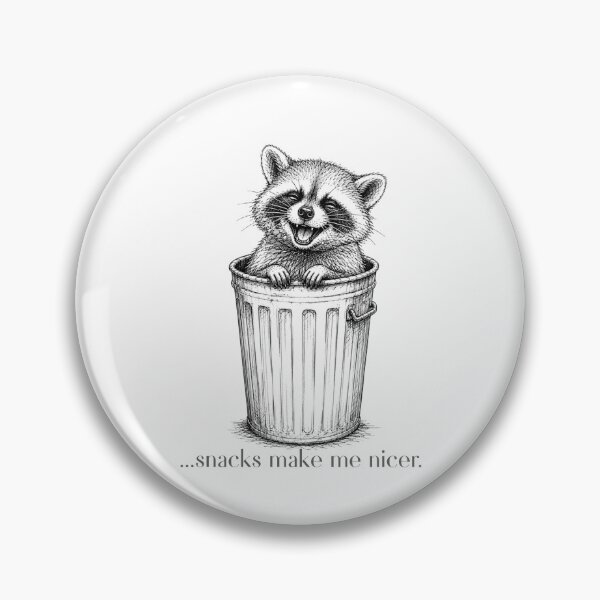 Item preview, Snacks Make Me Nicer Raccoon Trash Can Funny Sketch designed and sold by GibasVisuals.