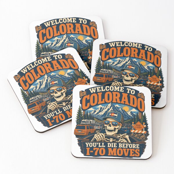 Item preview, Colorado I-70 Traffic Dark Humor Skeleton Road Trip designed and sold by FlyingSeas.