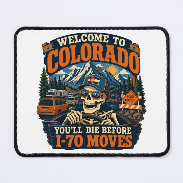 Item preview, Colorado I-70 Traffic Dark Humor Skeleton Road Trip designed and sold by FlyingSeas.