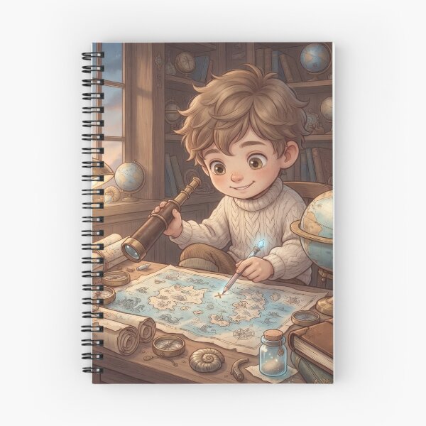 Item preview, Little Explorer Studying Treasure Map In Vintage Room designed and sold by Azurart2.