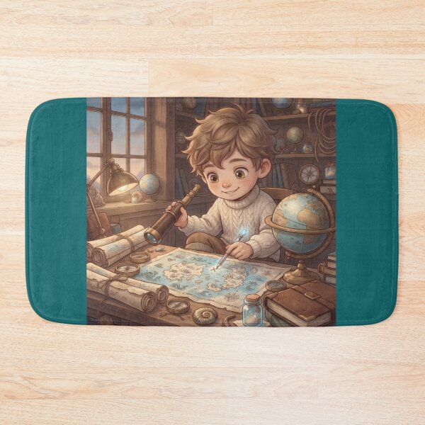 Item preview, Little Explorer Studying Treasure Map In Vintage Room designed and sold by Azurart2.