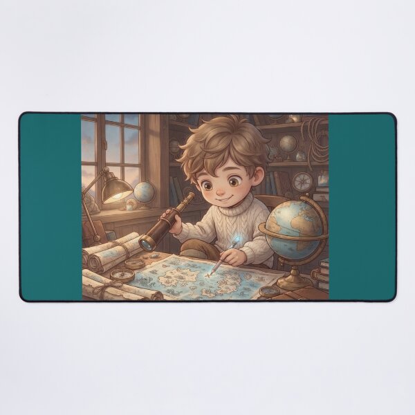 Item preview, Little Explorer Studying Treasure Map In Vintage Room designed and sold by Azurart2.