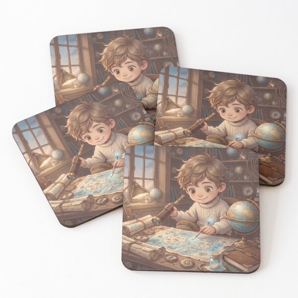 Item preview, Little Explorer Studying Treasure Map In Vintage Room designed and sold by Azurart2.
