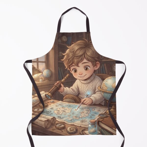 Item preview, Little Explorer Studying Treasure Map In Vintage Room designed and sold by Azurart2.