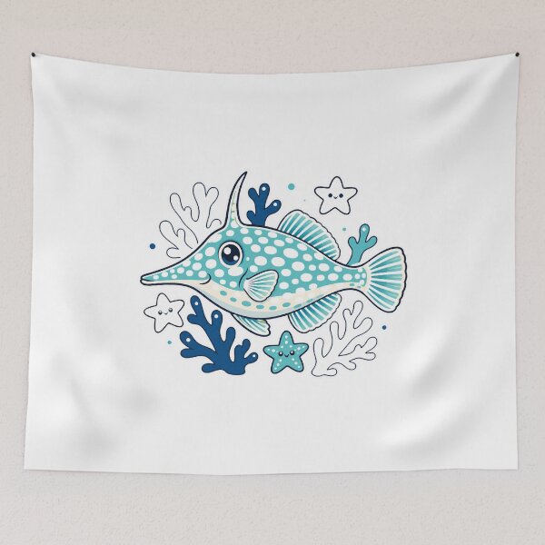 Item preview, Orange Spotted Filefish Coral Reef Illustration | Tropical Marine Life Art designed and sold by AMICO77.