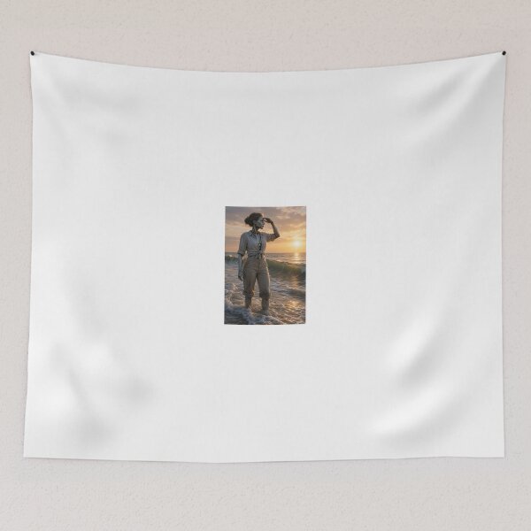 Item preview, Cyborg Woman Watching Ocean Waves at Sunset designed and sold by CathryneDelamort.