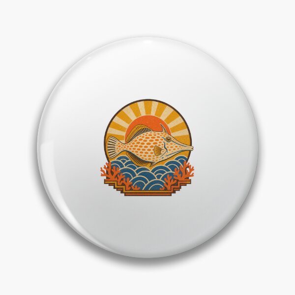 Item preview, Orange Spotted Filefish Coral Reef Illustration | Tropical Marine Life Art designed and sold by AMICO77.