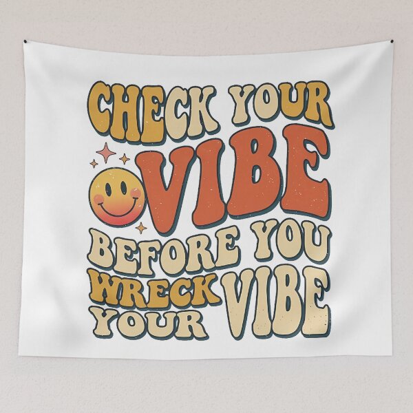 Item preview, Retro Groovy Check Your Vibe Smiley Typography designed and sold by archiveslate.