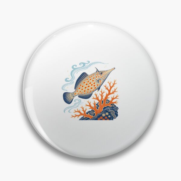 Item preview, Orange Spotted Filefish Coral Reef Illustration | Tropical Marine Life Art designed and sold by AMICO77.