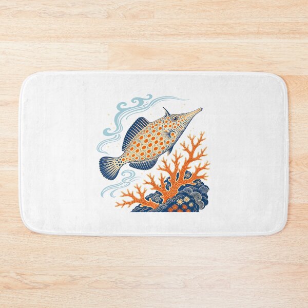 Item preview, Orange Spotted Filefish Coral Reef Illustration | Tropical Marine Life Art designed and sold by AMICO77.