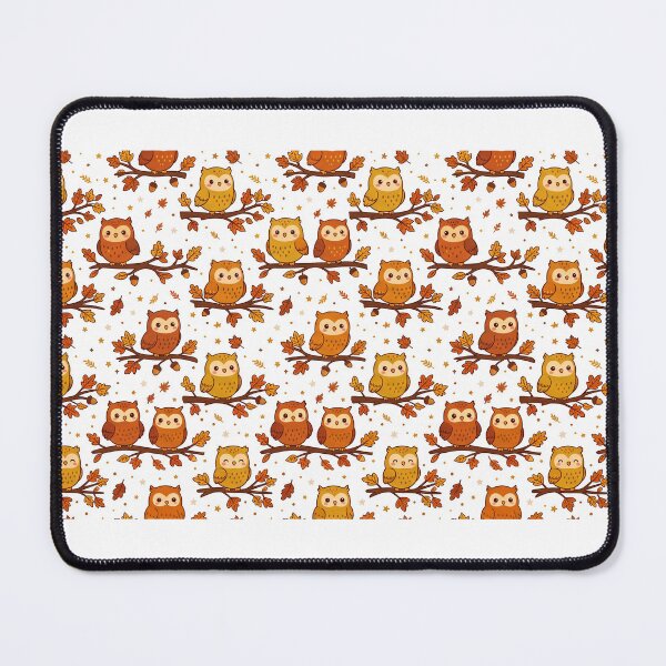 Item preview, Cute Chibi Owls on Autumn Branches Pattern designed and sold by MuffinMeng ⭐⭐⭐⭐⭐.