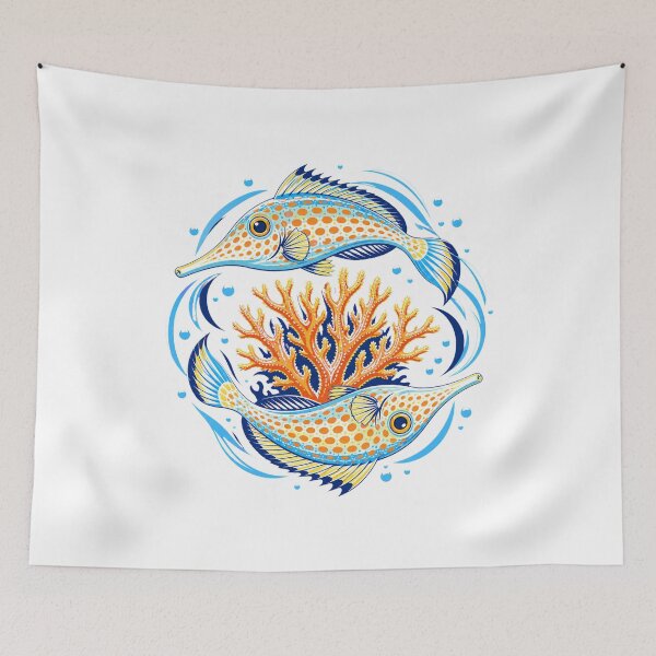 Item preview, Orange Spotted Filefish Coral Reef Illustration | Tropical Marine Life Art designed and sold by AMICO77.