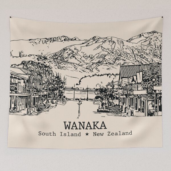 Item preview, Wanaka NZ - Vintage Ink Cityscape designed and sold by Lakeric.