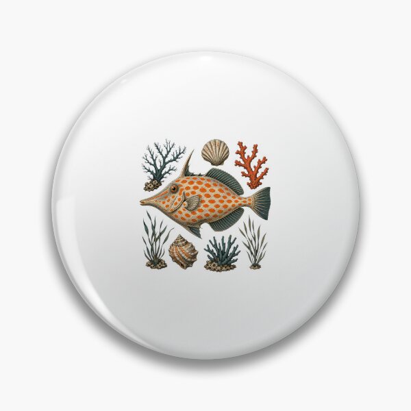 Item preview, Orange Spotted Filefish Coral Reef Illustration | Tropical Marine Life Art designed and sold by AMICO77.