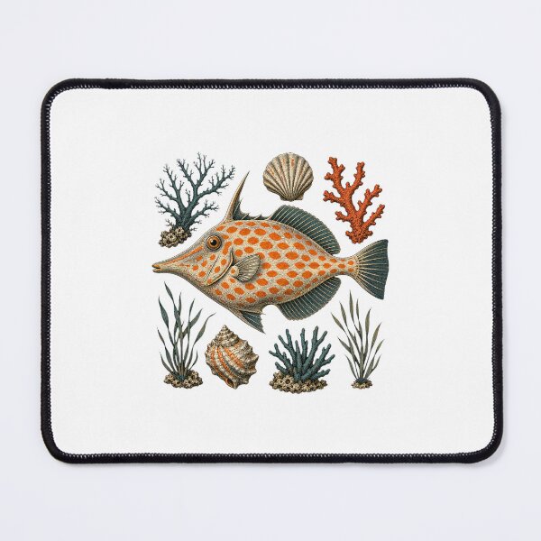 Item preview, Orange Spotted Filefish Coral Reef Illustration | Tropical Marine Life Art designed and sold by AMICO77.