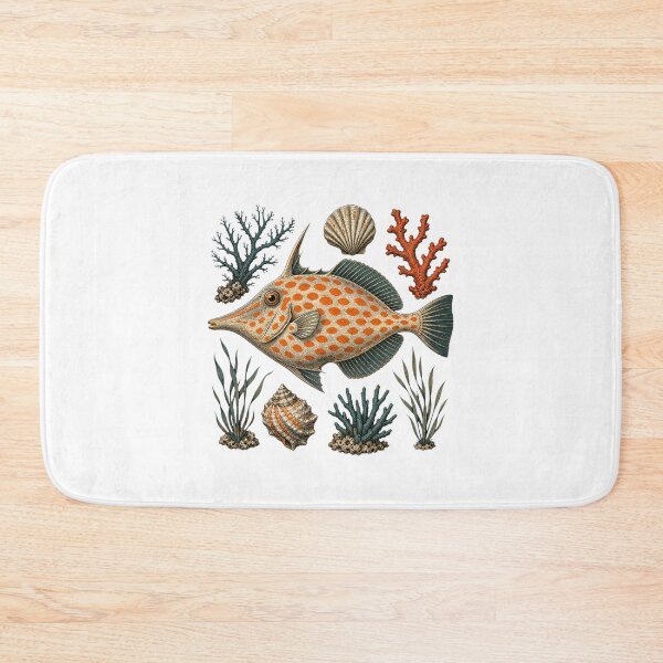 Item preview, Orange Spotted Filefish Coral Reef Illustration | Tropical Marine Life Art designed and sold by AMICO77.
