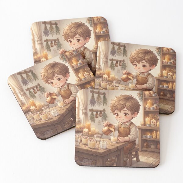 Item preview, Little Candle Maker Pouring Wax In Cozy Workshop designed and sold by Azurart2.