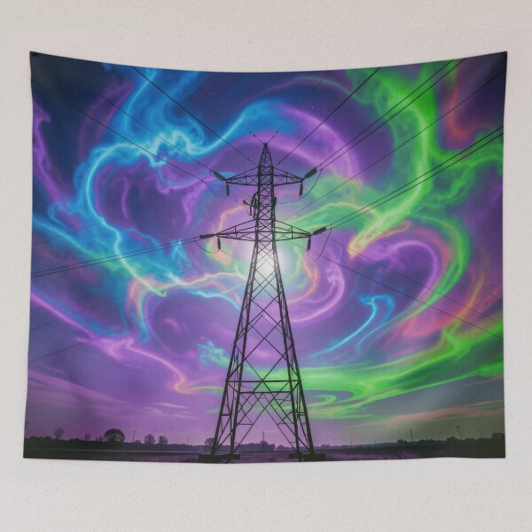 Item preview, Pylon Cosmic Aurora Neon Psychedelic Sky designed and sold by pinkal.