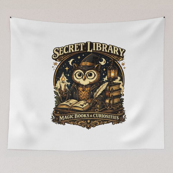 Item preview, Secret Library Owl Vintage Fantasy Book Lover T-Shirt designed and sold by D.Shop.
