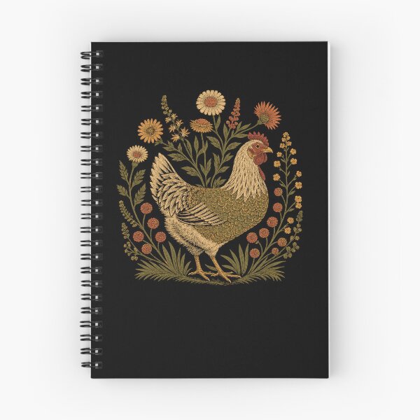 Item preview, Retro Folk Art Chicken Surrounded By Wildflowers designed and sold by Moizento.