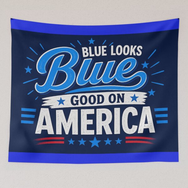 Item preview, Blue Looks Good on America – Vote Blue Political Design designed and sold by MySheetMusicArt.
