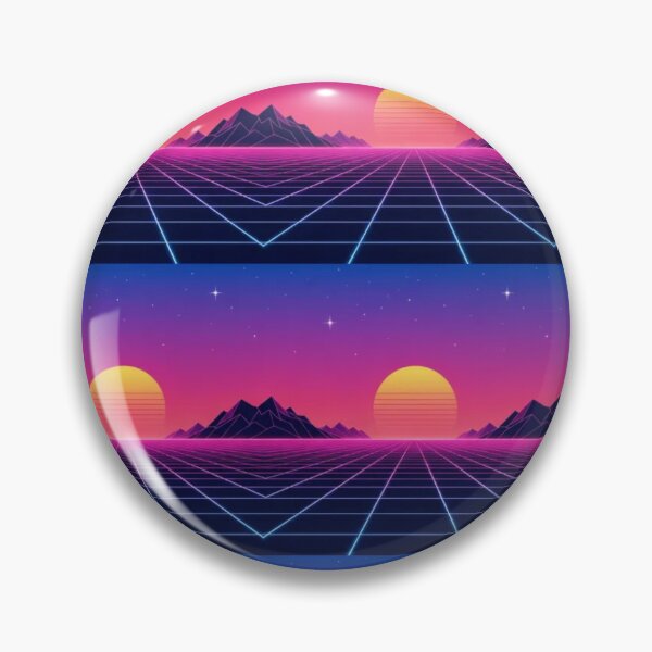 Item preview, Retro Chrome Grid Sunset Synthwave Horizon Repeat designed and sold by StickyGuys.