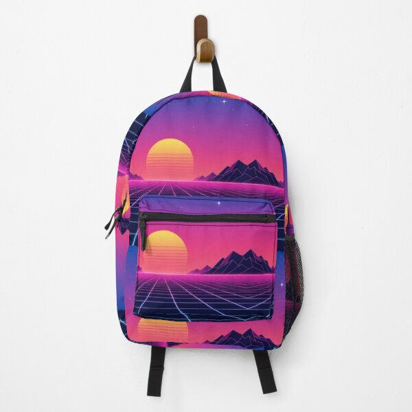 Item preview, Retro Chrome Grid Sunset Synthwave Horizon Repeat designed and sold by StickyGuys.