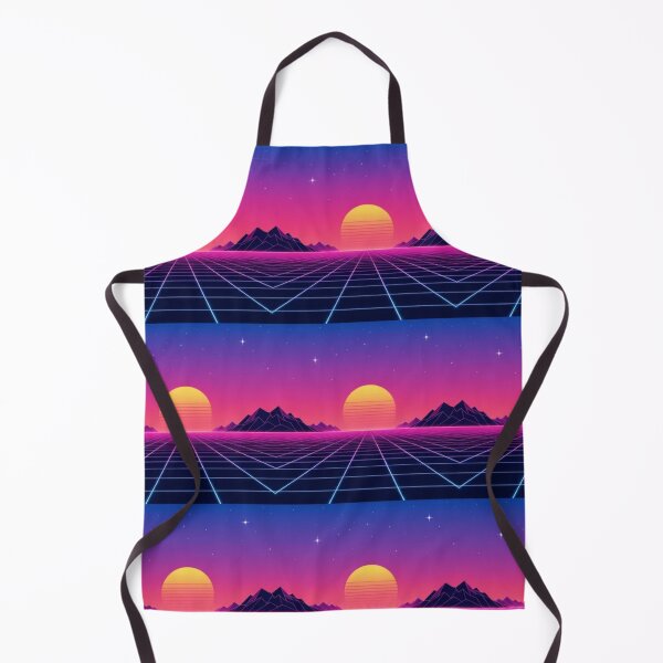 Item preview, Retro Chrome Grid Sunset Synthwave Horizon Repeat designed and sold by StickyGuys.