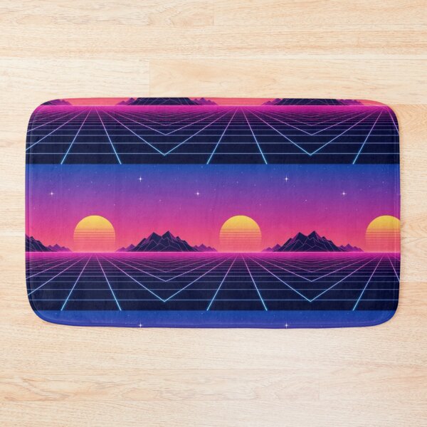Item preview, Retro Chrome Grid Sunset Synthwave Horizon Repeat designed and sold by StickyGuys.