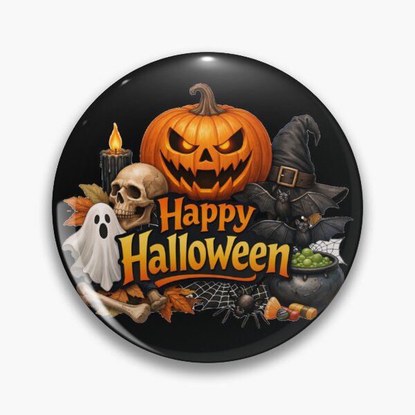 Item preview, Spooky Happy Halloween Jack o Lantern and Witch Hat designed and sold by DeliaDesignsCo.
