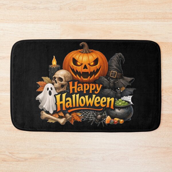 Item preview, Spooky Happy Halloween Jack o Lantern and Witch Hat designed and sold by DeliaDesignsCo.