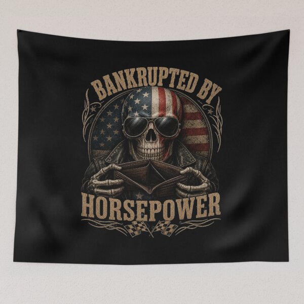 Item preview, Bankrupted By Horsepower Funny Racing Muscle Car Skull designed and sold by CarantinedChaos.