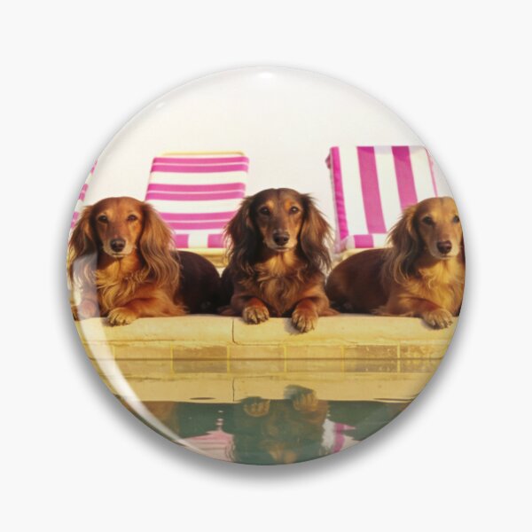 Item preview, Dachshund Poolside Wall Art Wiener Dog Beach Photography Pink Summer Decor Coastal Vacation Dog Lover Gift designed and sold by Kzara Visual.