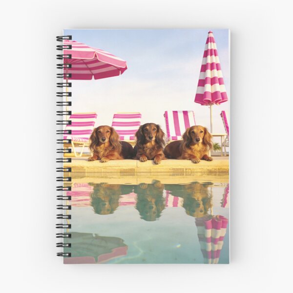 Item preview, Dachshund Poolside Wall Art Wiener Dog Beach Photography Pink Summer Decor Coastal Vacation Dog Lover Gift designed and sold by Kzara Visual.
