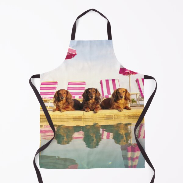 Item preview, Dachshund Poolside Wall Art Wiener Dog Beach Photography Pink Summer Decor Coastal Vacation Dog Lover Gift designed and sold by Kzara Visual.