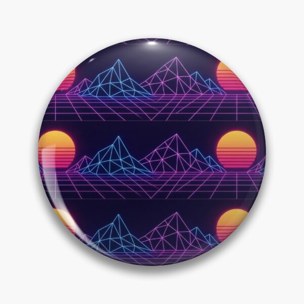 Item preview, Retrowave Triangle Mountain Neon Grid Peak Repeat designed and sold by StickyGuys.