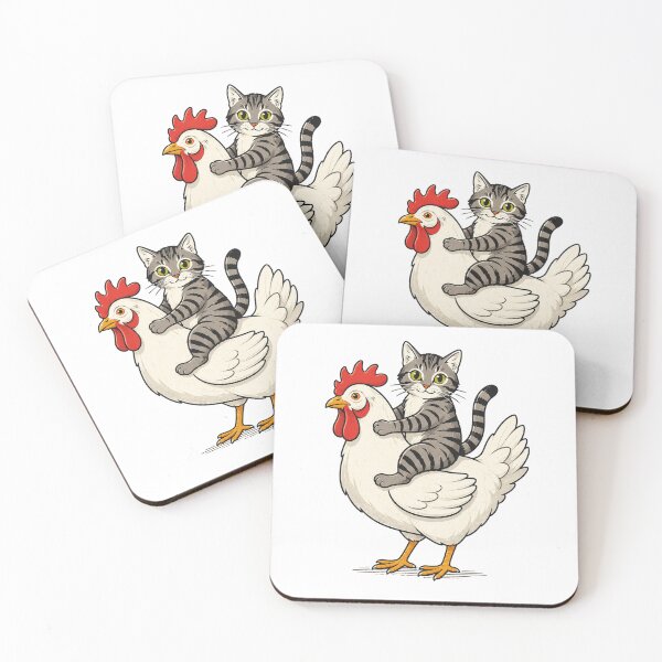 Item preview, Funny Cat Riding Chicken Farm Animal Adventure designed and sold by Moizento.