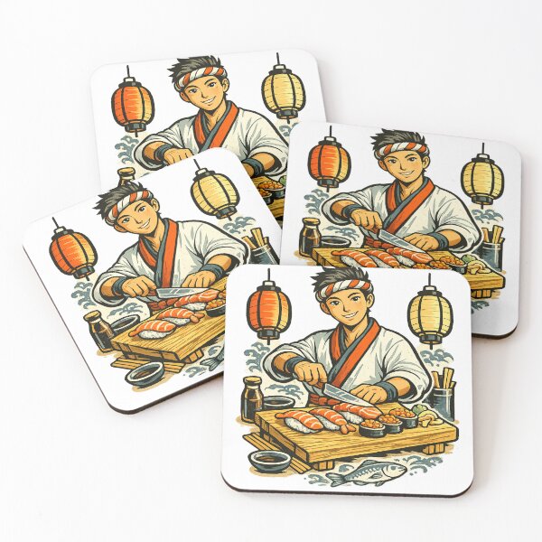 Item preview, Japanese Sushi Chef Vintage Culinary Illustration T-Shirt designed and sold by D.Shop.