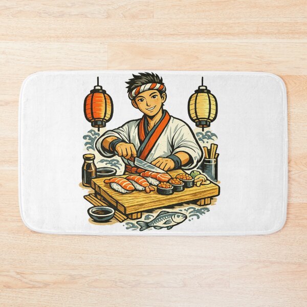 Item preview, Japanese Sushi Chef Vintage Culinary Illustration T-Shirt designed and sold by D.Shop.