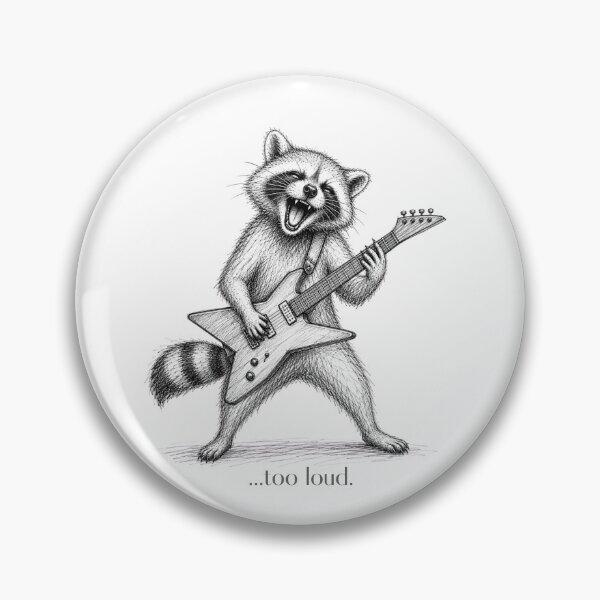 Item preview, Too Loud Rockstar Raccoon Playing Guitar Funny Sketch designed and sold by GibasVisuals.