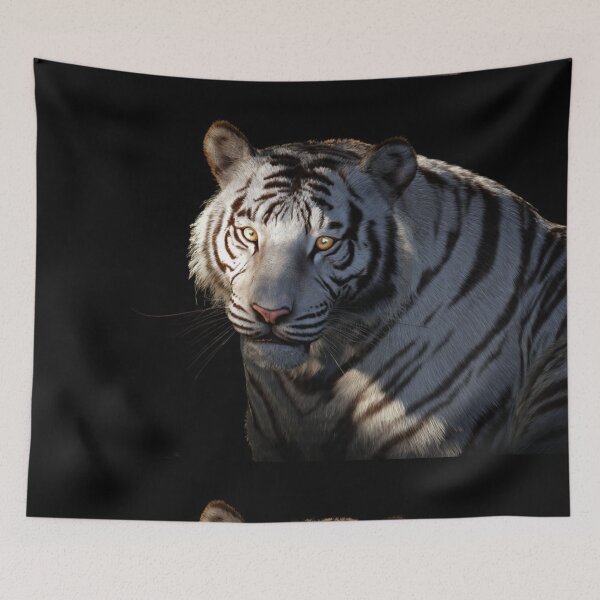 Item preview, Silent Ember | White Tiger Portrait in Shadow designed and sold by TreatLLC.