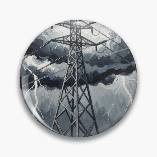 Item preview, Pylon Lightning Storm Monochrome Painterly Art designed and sold by pinkal.