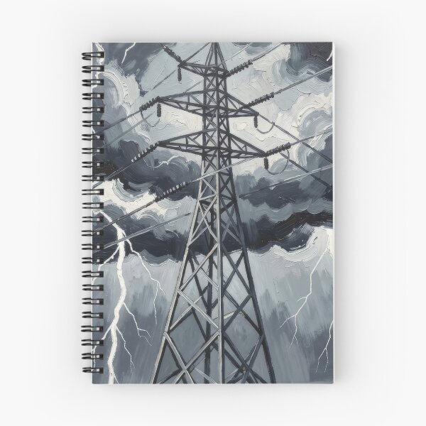 Item preview, Pylon Lightning Storm Monochrome Painterly Art designed and sold by pinkal.