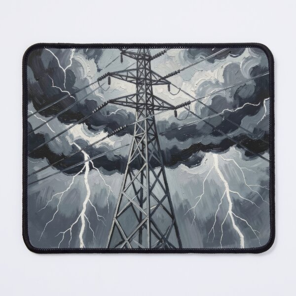 Item preview, Pylon Lightning Storm Monochrome Painterly Art designed and sold by pinkal.