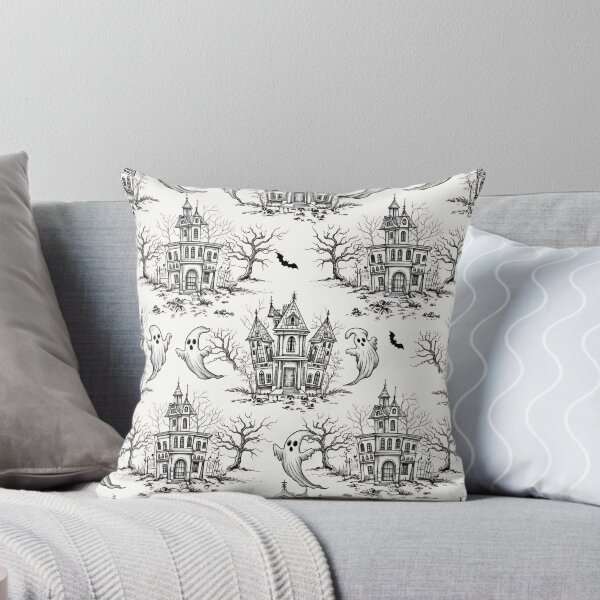 Aperçu de l'œuvre Motif sans couture Toile de Jouy Fantôme Effrayant (Halloween Vintage) créée et vendue par StickyGuys.