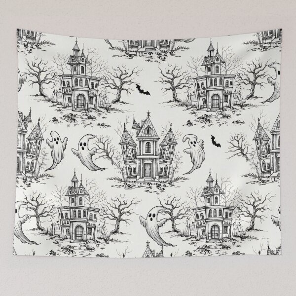 Item preview, Spooky Ghost Toile de Jouy Seamless Pattern (Vintage Halloween) designed and sold by StickyGuys.